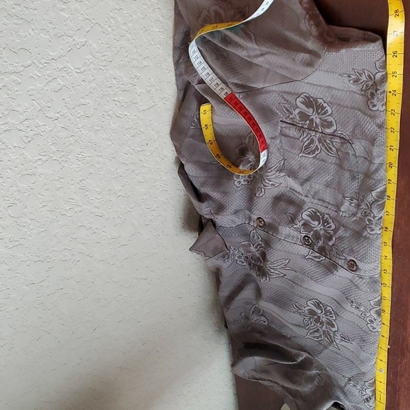 Caribbean Mens Leaf Print Button Up Shirt Short Sleeve Chest Pocket - Picture 7 of 14